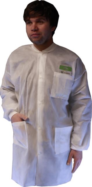 LABCOAT/DISPOSABLE/WHITE/MED/.